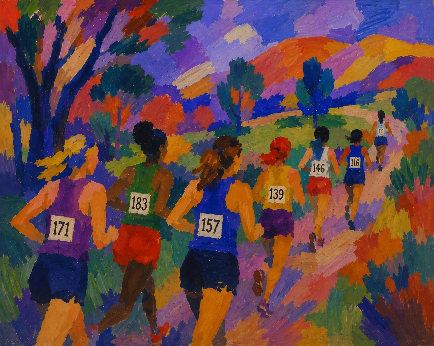 Cross country runners on a trail